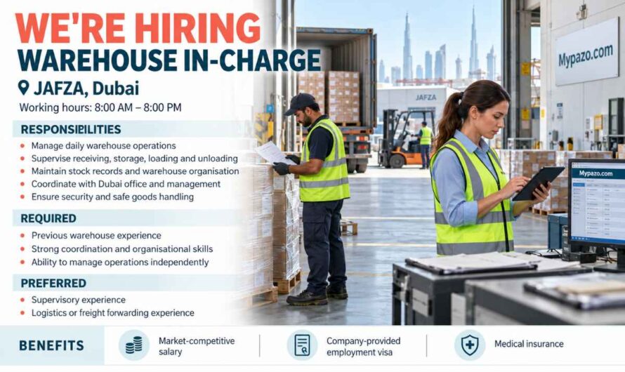 WAREHOUSE IN-CHARGE JOBS DUBAI