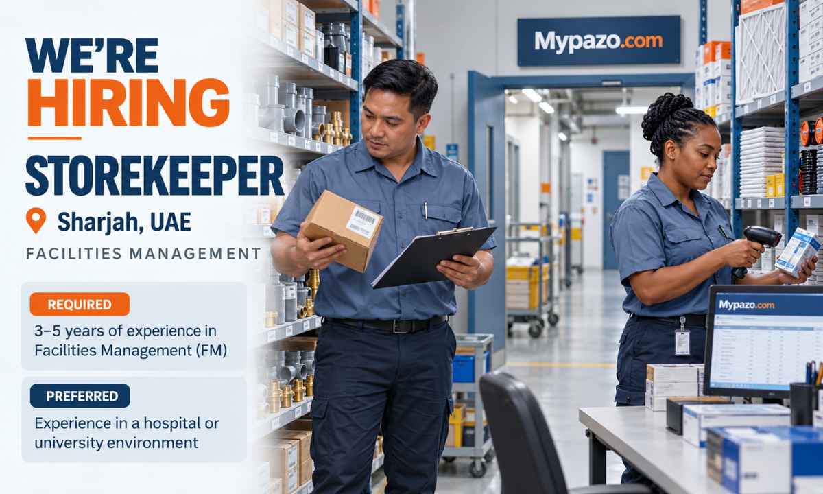 Storekeeper Jobs Sharjah, UAE