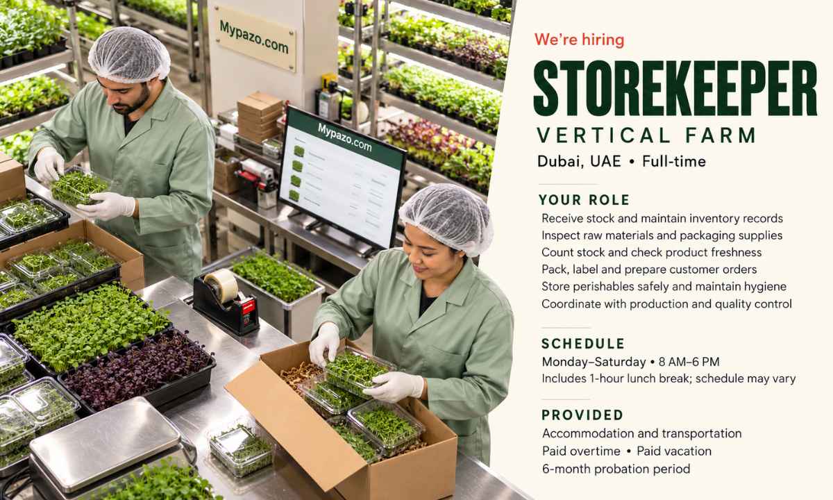 Storekeeper Jobs Dubai